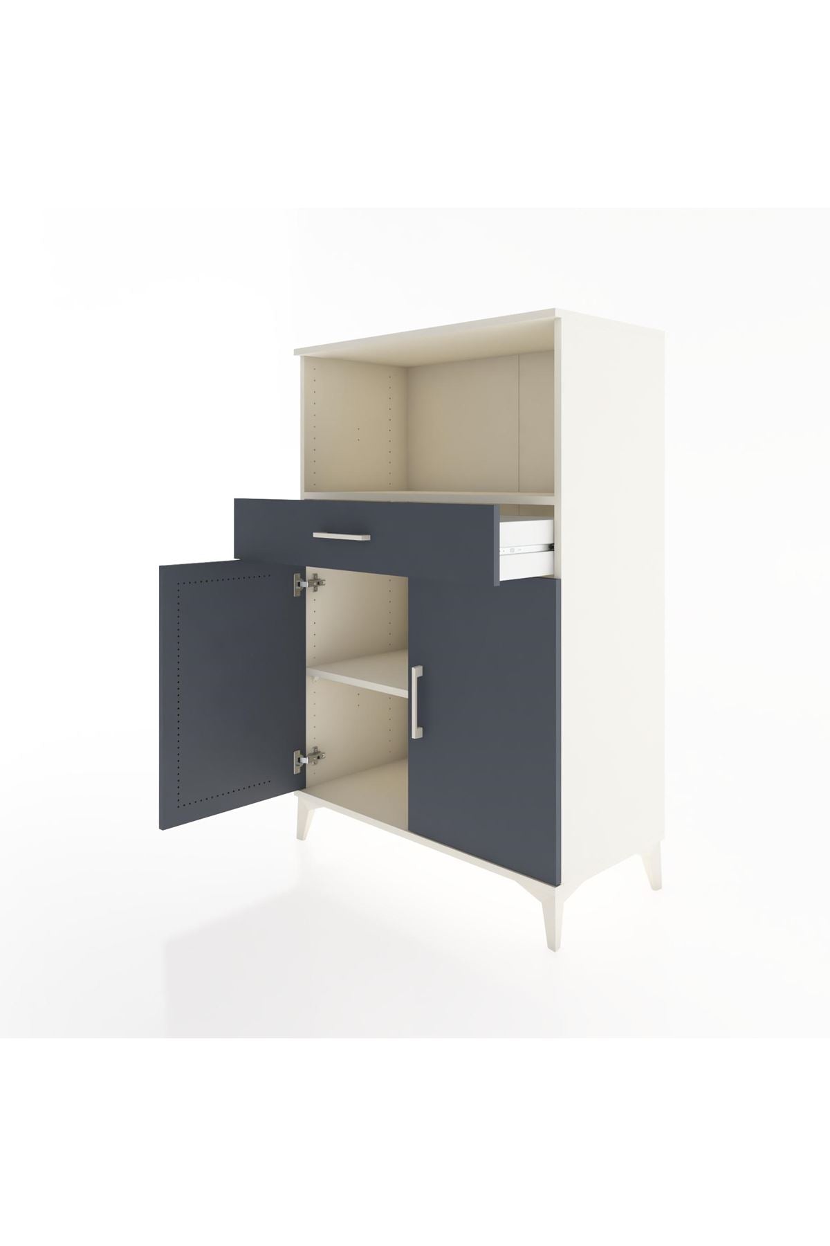 Hyperion Dolap 2 Raflı Tek Çekmeceli 2 Kapaklı 88x44x134 Aytaşı-Antrasit