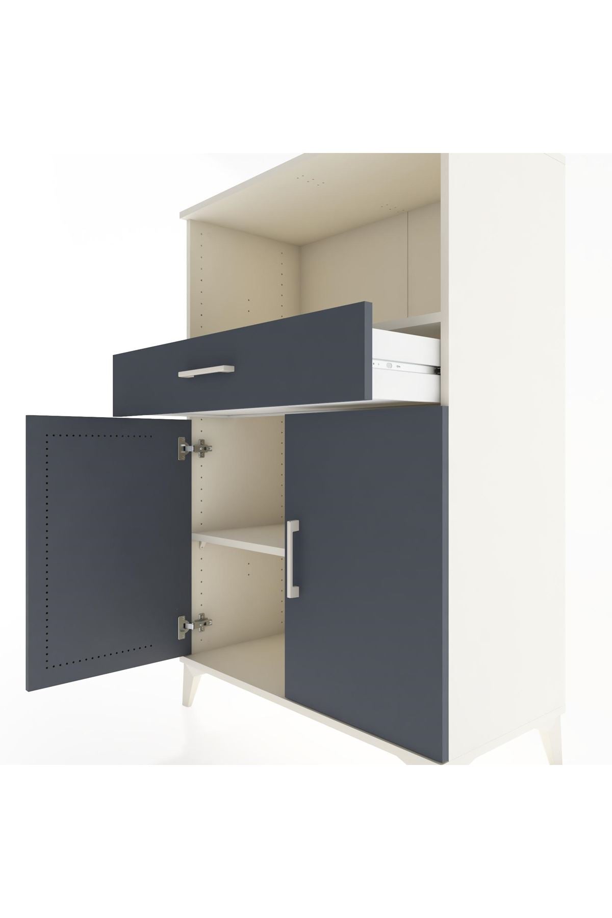 Hyperion Dolap 2 Raflı Tek Çekmeceli 2 Kapaklı 88x44x134 Aytaşı-Antrasit