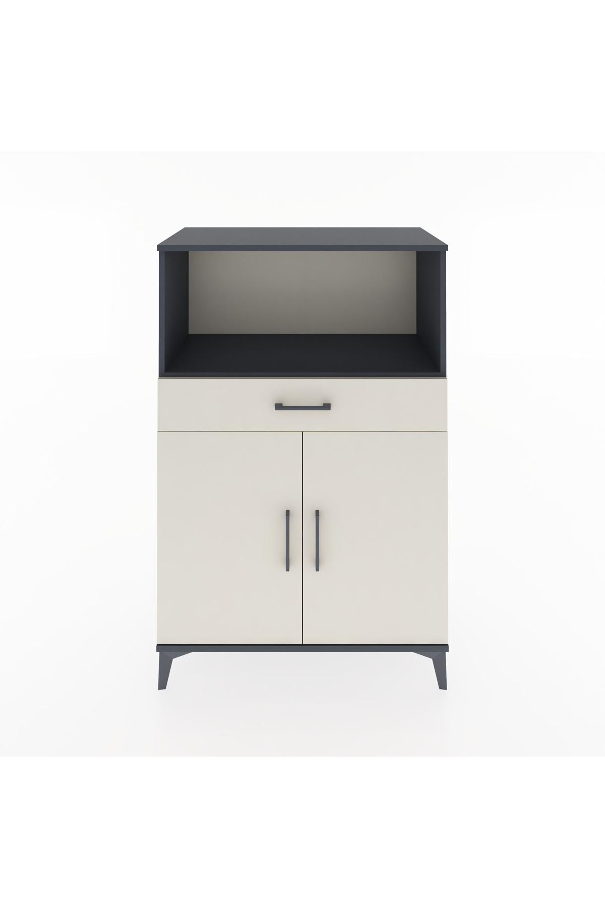 Hyperion Dolap 2 Raflı Tek Çekmeceli 2 Kapaklı 88x44x134 Antrasit-Aytaşı