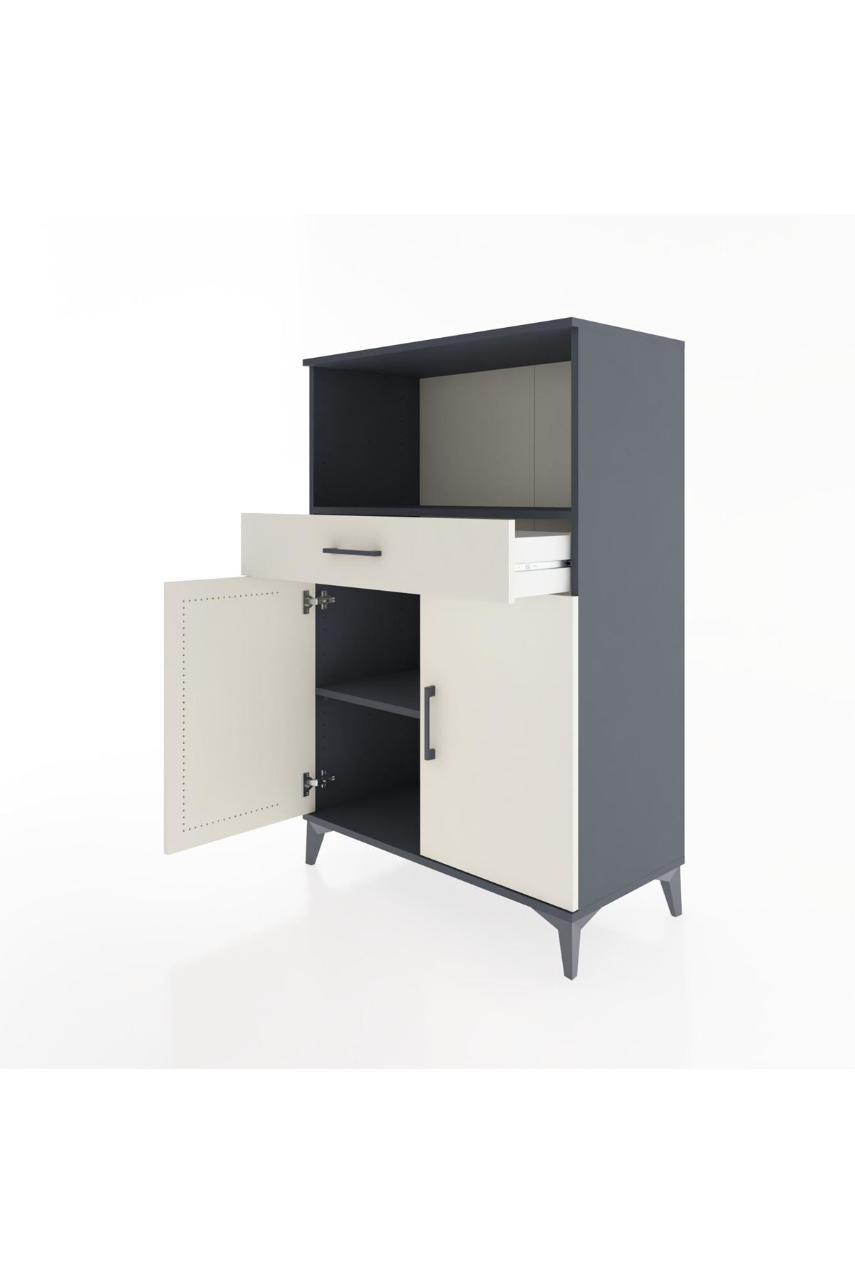 Hyperion Dolap 2 Raflı Tek Çekmeceli 2 Kapaklı 88x44x134 Antrasit-Aytaşı