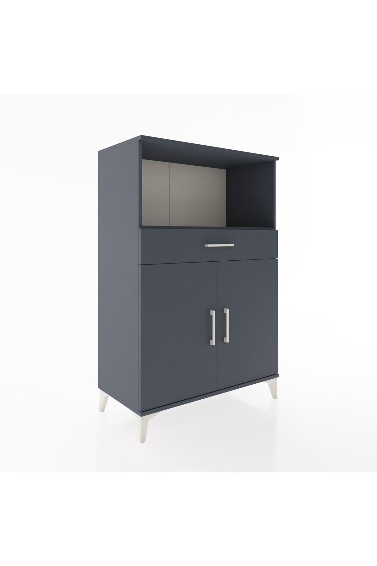 Hyperion Dolap 2 Raflı Tek Çekmeceli 2 Kapaklı 88x44x134 Antrasit-Antrasit