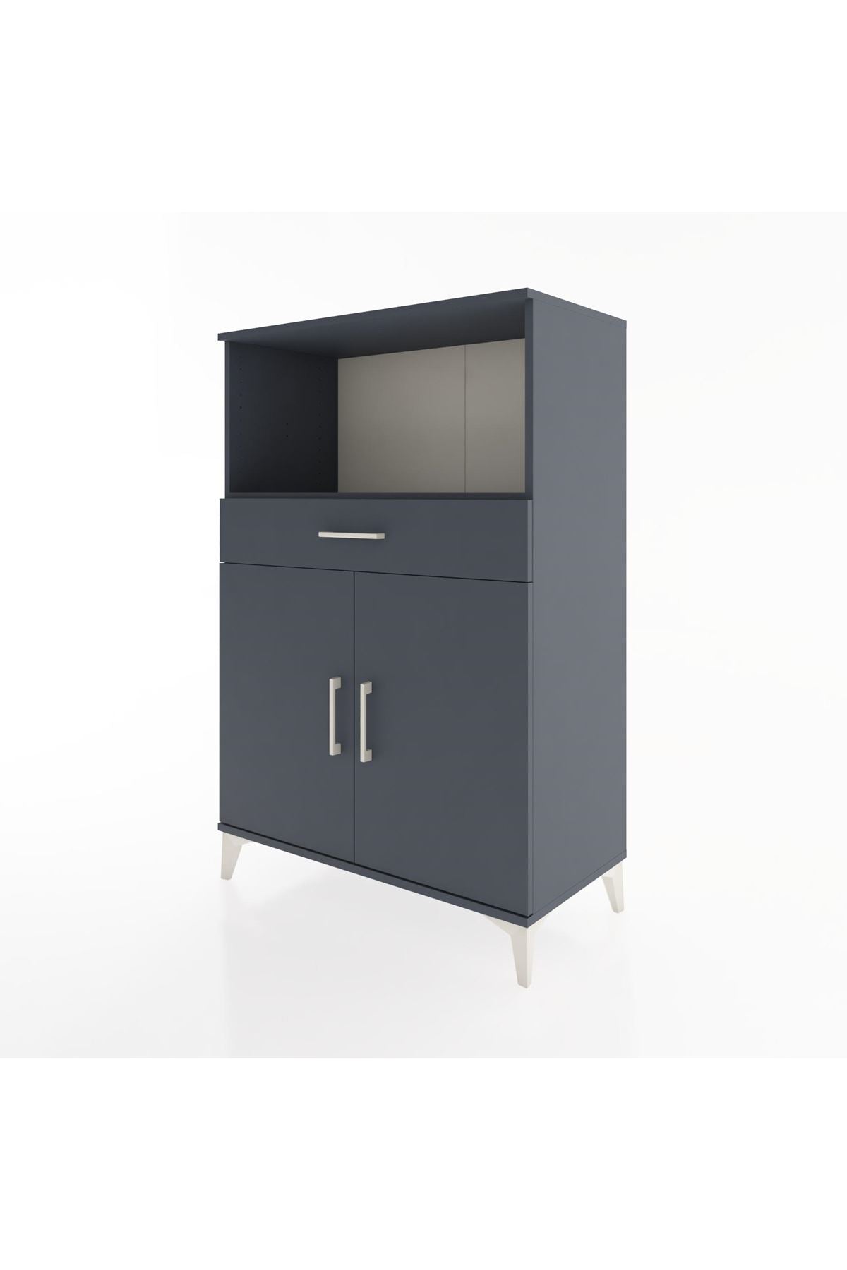 Hyperion Dolap 2 Raflı Tek Çekmeceli 2 Kapaklı 88x44x134 Antrasit-Antrasit