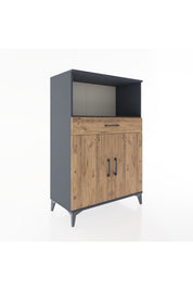 Hyperion Dolap 2 Raflı Tek Çekmeceli 2 Kapaklı 88x44x134 Antrasit-Çam