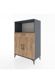 Hyperion Dolap 2 Raflı Tek Çekmeceli 2 Kapaklı 88x44x134 Antrasit-Çam