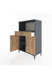 Hyperion Dolap 2 Raflı Tek Çekmeceli 2 Kapaklı 88x44x134 Antrasit-Çam