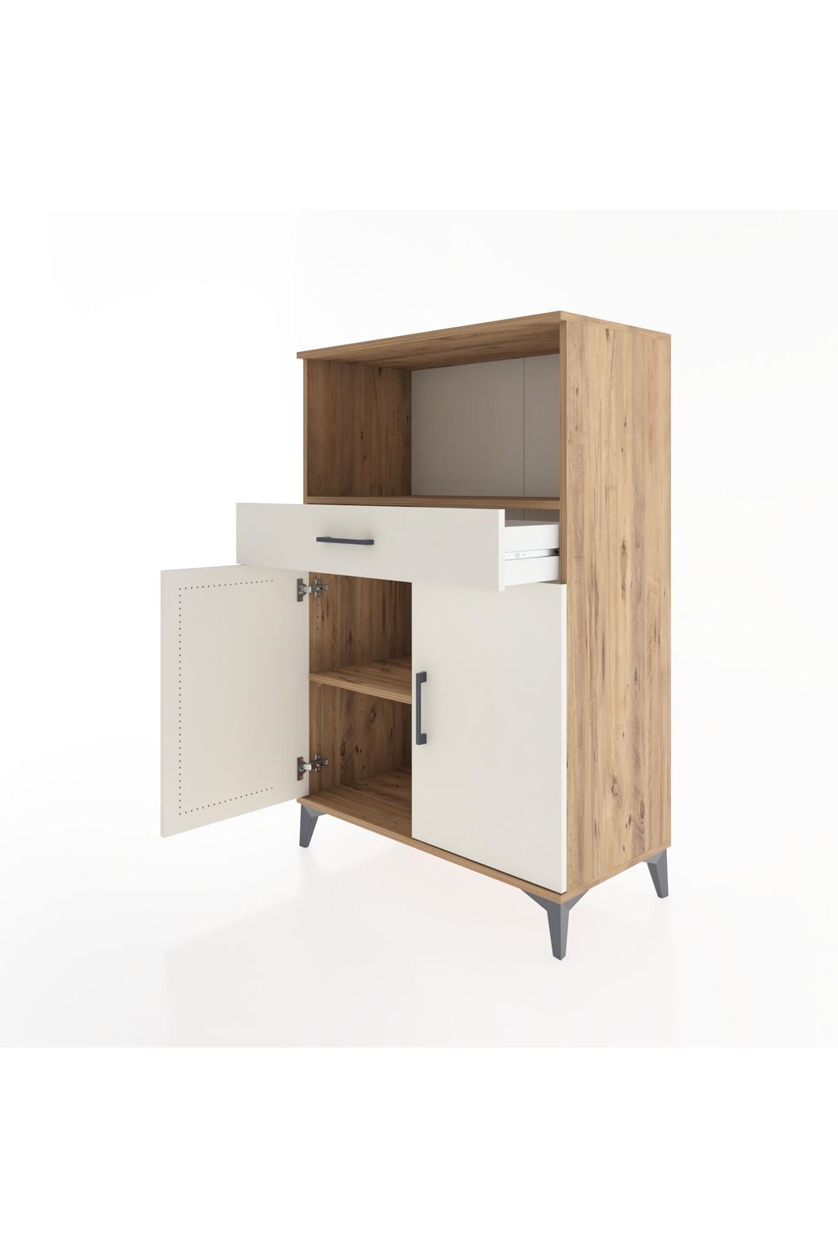 Hyperion Dolap 2 Raflı Tek Çekmeceli 2 Kapaklı 88x44x134 Çam-Aytaşı