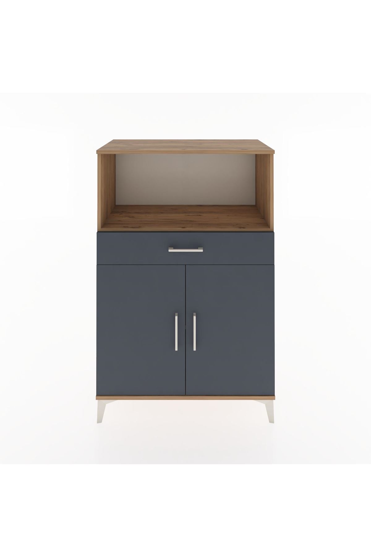 Hyperion Dolap 2 Raflı Tek Çekmeceli 2 Kapaklı 88x44x134 Çam-Antrasit