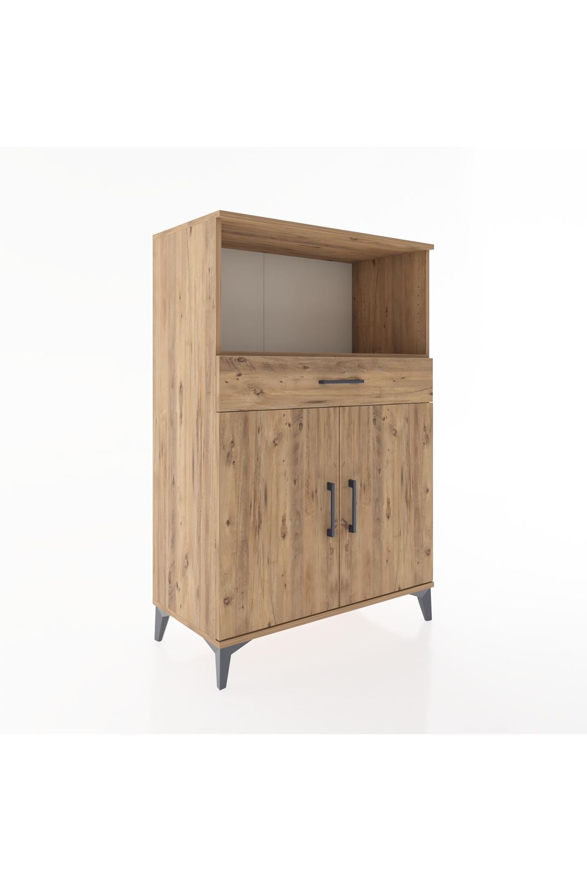 Hyperion Dolap 2 Raflı Tek Çekmeceli 2 Kapaklı 88x44x134 Çam-Çam