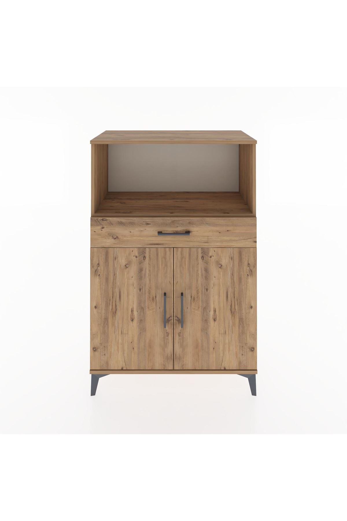 Hyperion Dolap 2 Raflı Tek Çekmeceli 2 Kapaklı 88x44x134 Çam-Çam