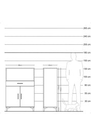 Hyperion Dolap 2 Raflı Tek Çekmeceli 2 Kapaklı 88x44x134 Çam-Çam