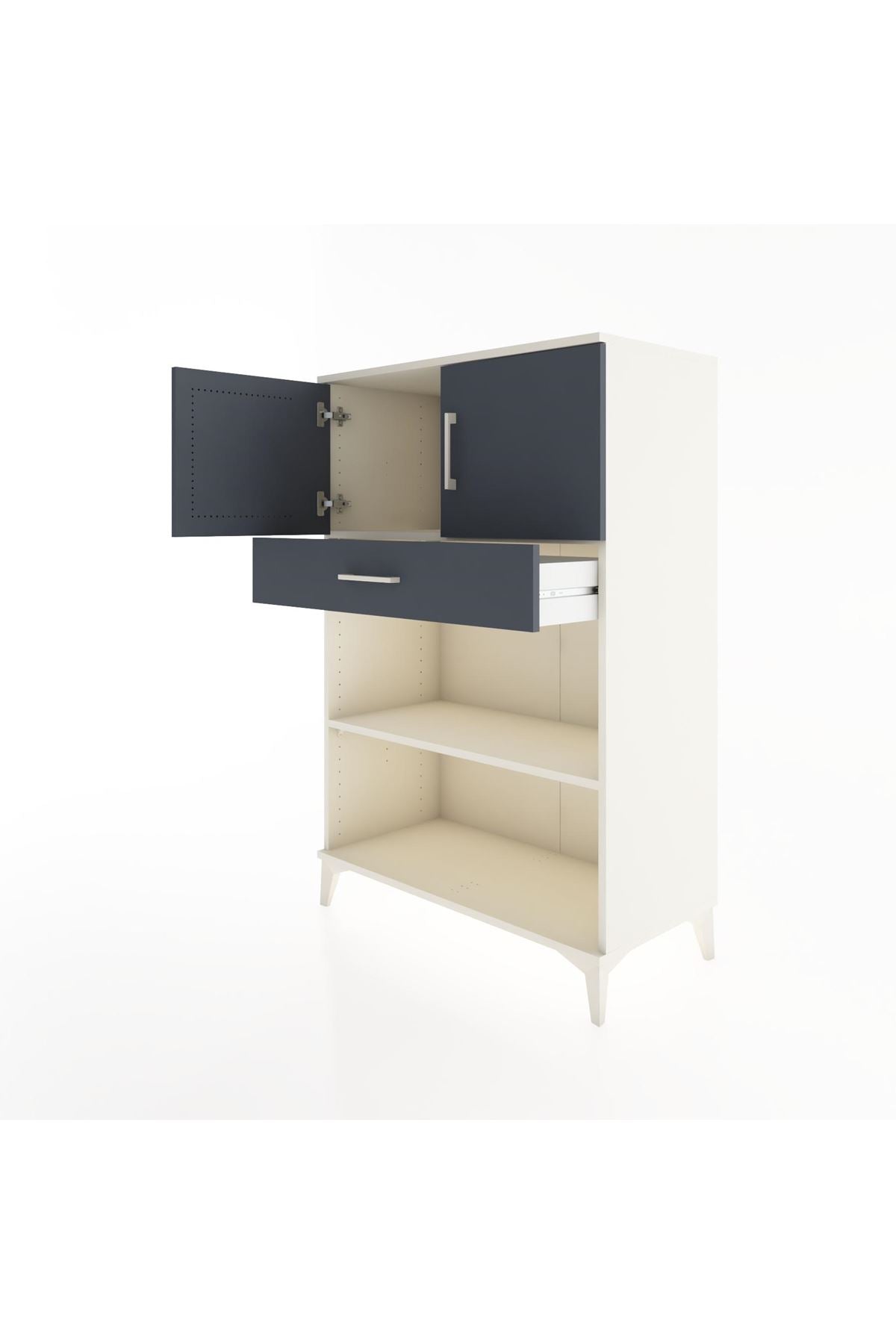 Hyperion Dolap 2 Raflı Tek Çekmeceli 2 Kapaklı 88x44x134 Aytaşı-Antrasit