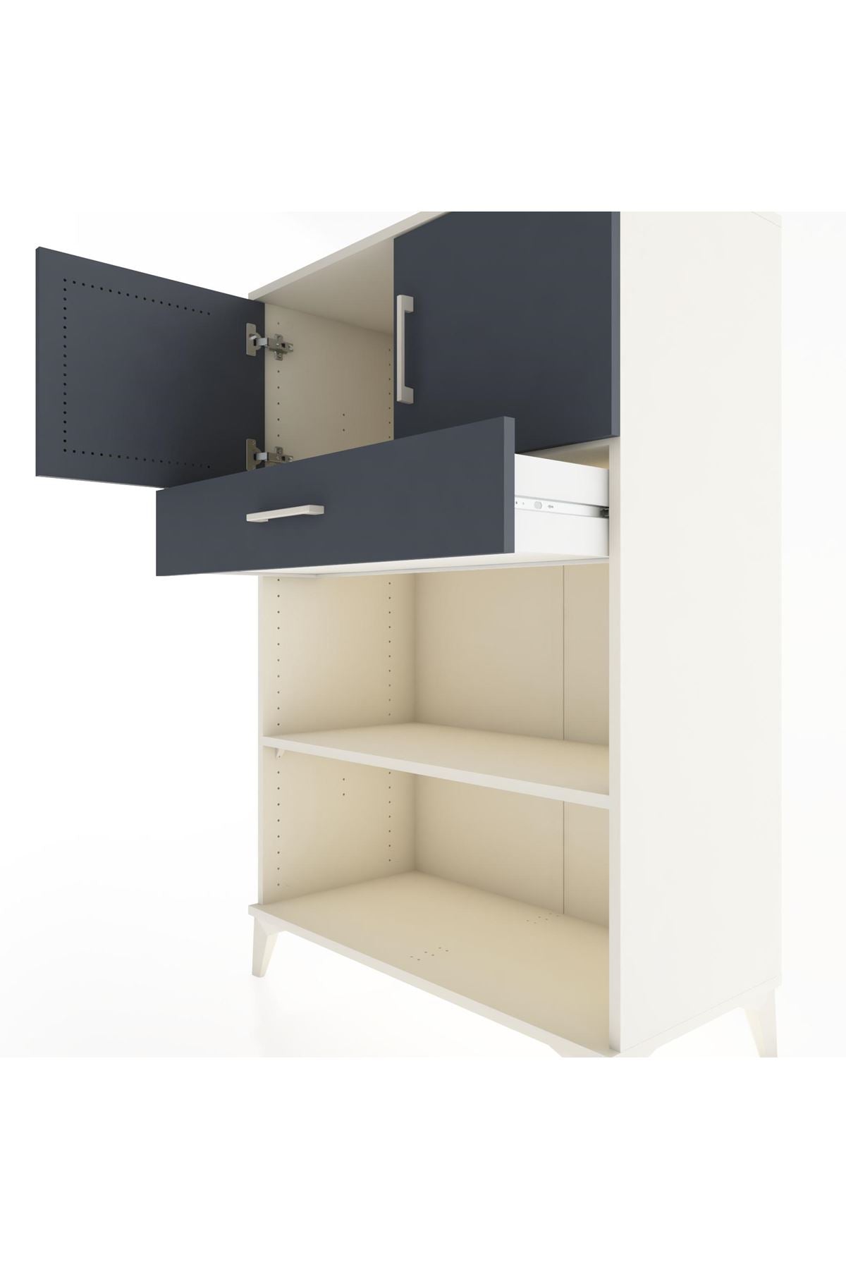 Hyperion Dolap 2 Raflı Tek Çekmeceli 2 Kapaklı 88x44x134 Aytaşı-Antrasit