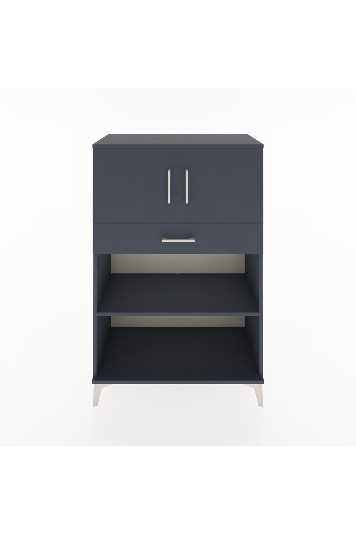 Hyperion Dolap 2 Raflı Tek Çekmeceli 2 Kapaklı 88x44x134 Antrasit-Antrasit