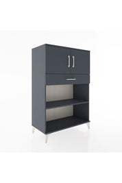 Hyperion Dolap 2 Raflı Tek Çekmeceli 2 Kapaklı 88x44x134 Antrasit-Antrasit