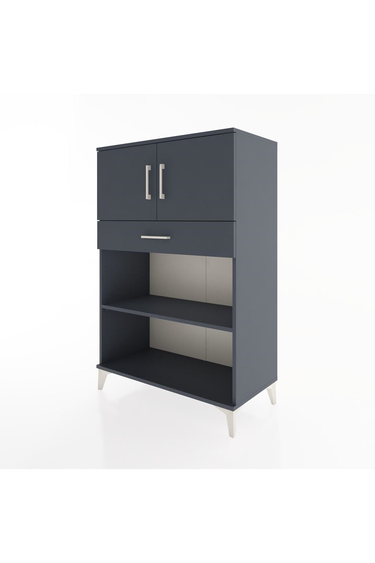 Hyperion Dolap 2 Raflı Tek Çekmeceli 2 Kapaklı 88x44x134 Antrasit-Antrasit