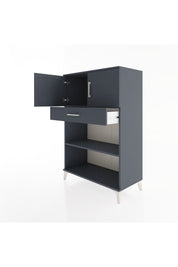 Hyperion Dolap 2 Raflı Tek Çekmeceli 2 Kapaklı 88x44x134 Antrasit-Antrasit