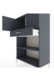 Hyperion Dolap 2 Raflı Tek Çekmeceli 2 Kapaklı 88x44x134 Antrasit-Antrasit