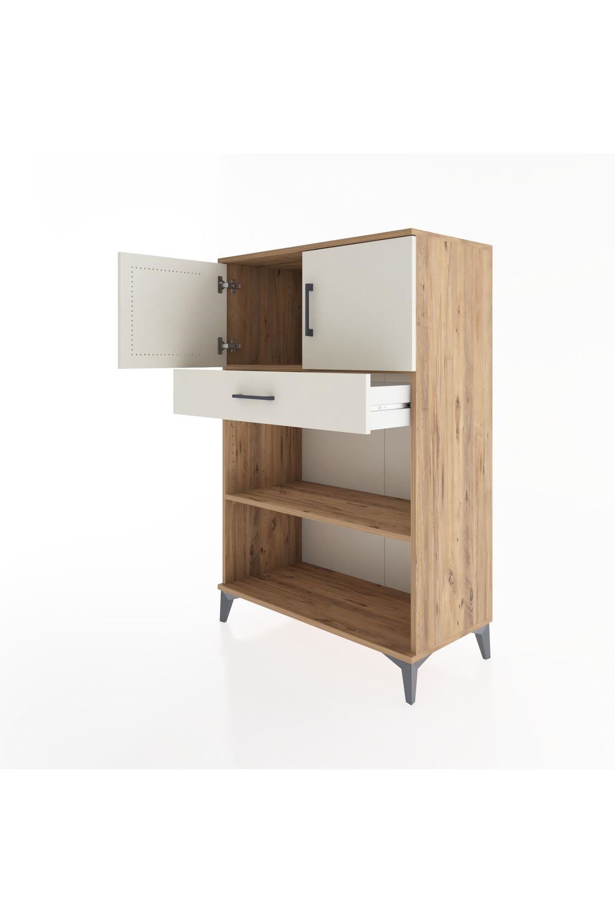 Hyperion Dolap 2 Raflı Tek Çekmeceli 2 Kapaklı 88x44x134 Çam-Aytaşı