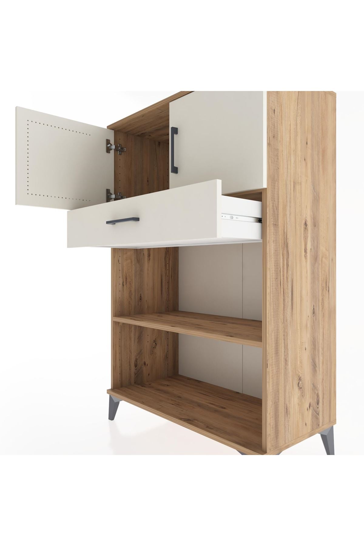 Hyperion Dolap 2 Raflı Tek Çekmeceli 2 Kapaklı 88x44x134 Çam-Aytaşı