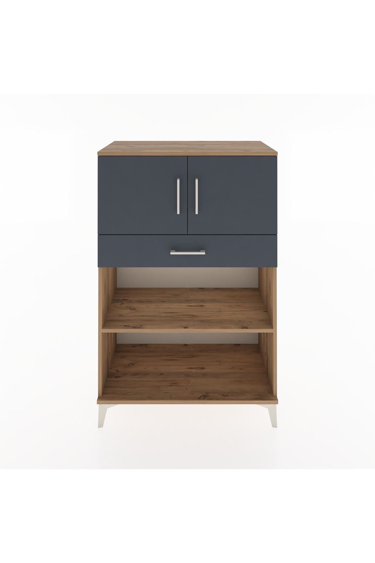 Hyperion Dolap 2 Raflı Tek Çekmeceli 2 Kapaklı 88x44x134 Çam-Antrasit