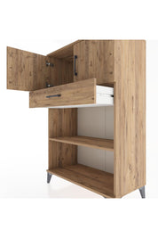 Hyperion Dolap 2 Raflı Tek Çekmeceli 2 Kapaklı 88x44x134 Çam-Çam