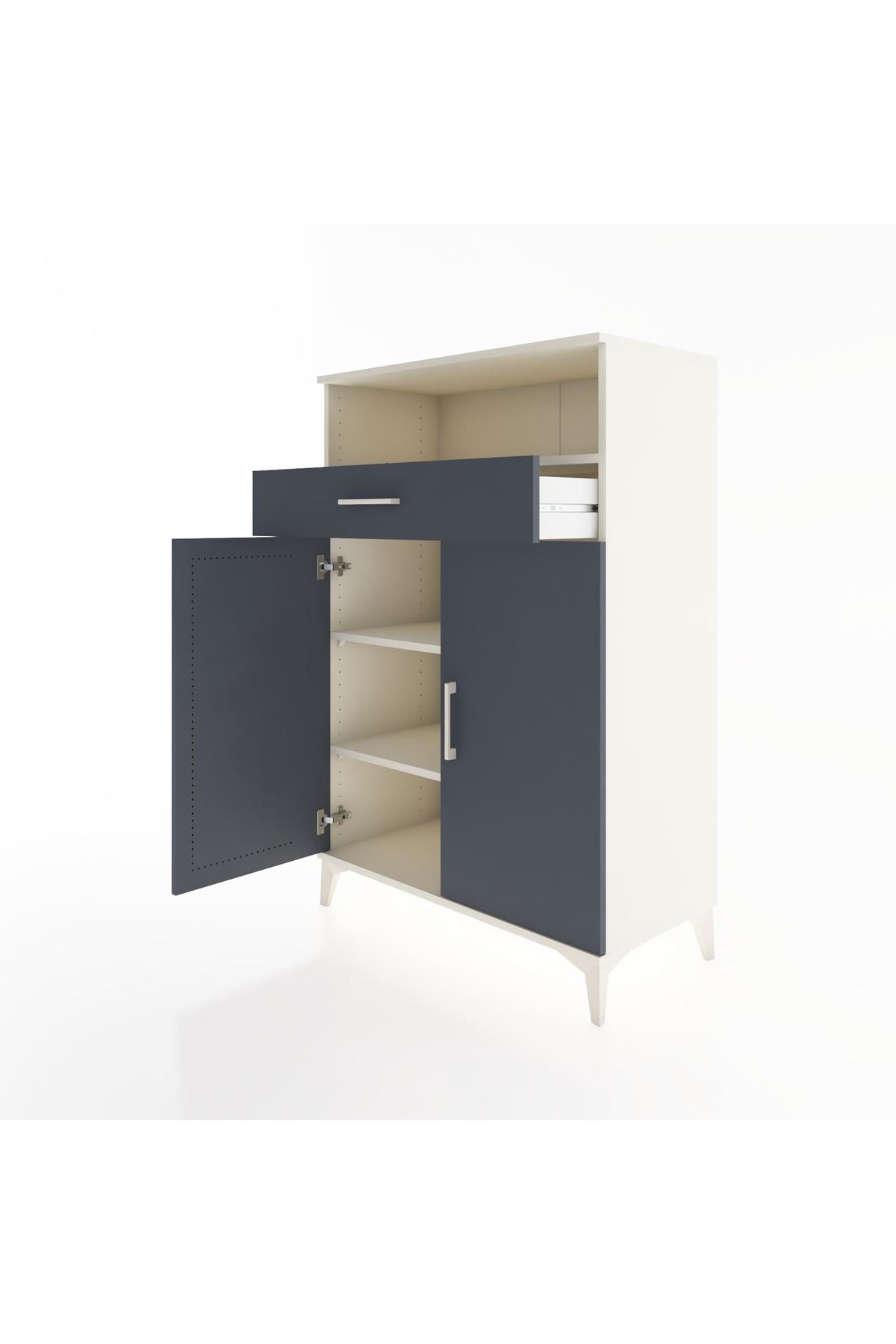 Hyperion Dolap 3 Raflı Tek Çekmeceli 2 Kapaklı 88x44x134 Aytaşı-Antrasit