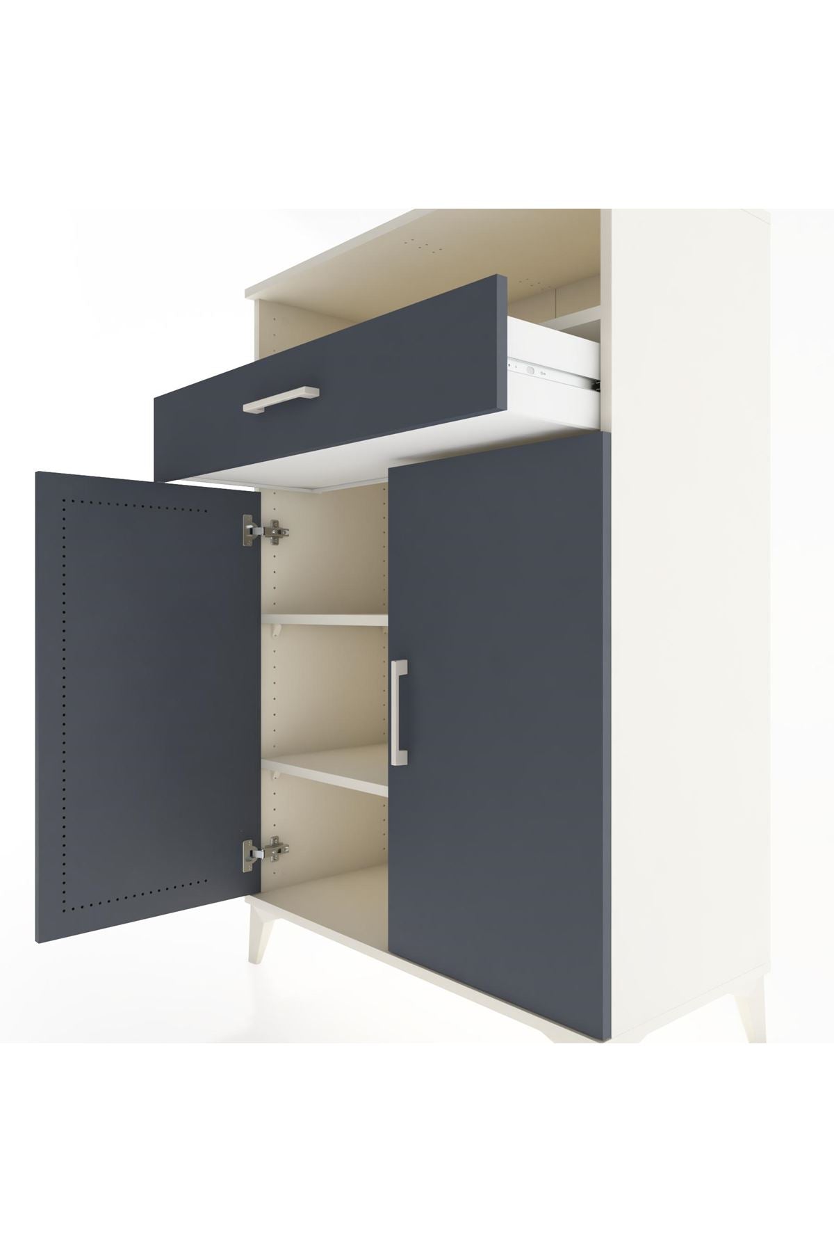 Hyperion Dolap 3 Raflı Tek Çekmeceli 2 Kapaklı 88x44x134 Aytaşı-Antrasit