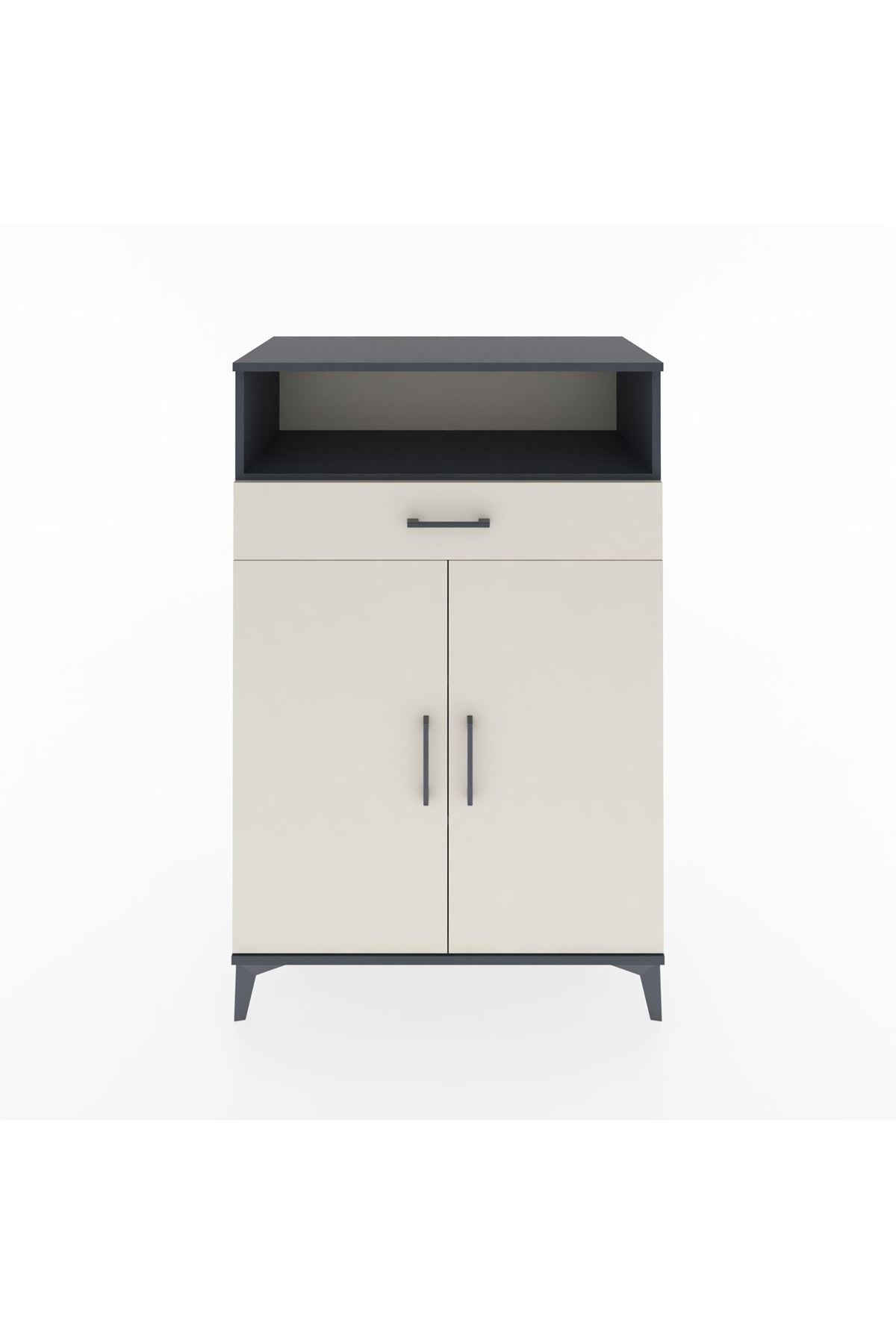 Hyperion Dolap 3 Raflı Tek Çekmeceli 2 Kapaklı 88x44x134 Antrasit-Aytaşı