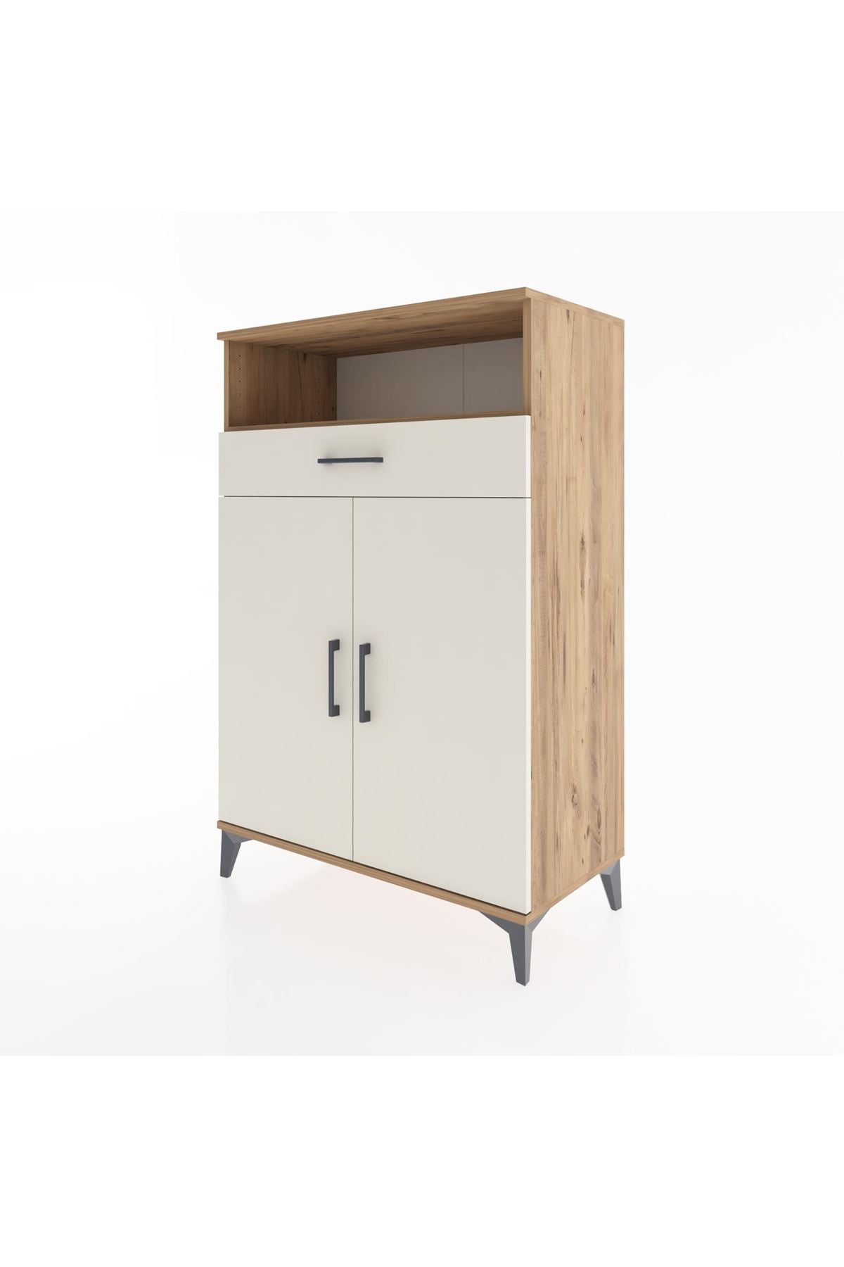 Hyperion Dolap 3 Raflı Tek Çekmeceli 2 Kapaklı 88x44x134 Çam-Aytaşı