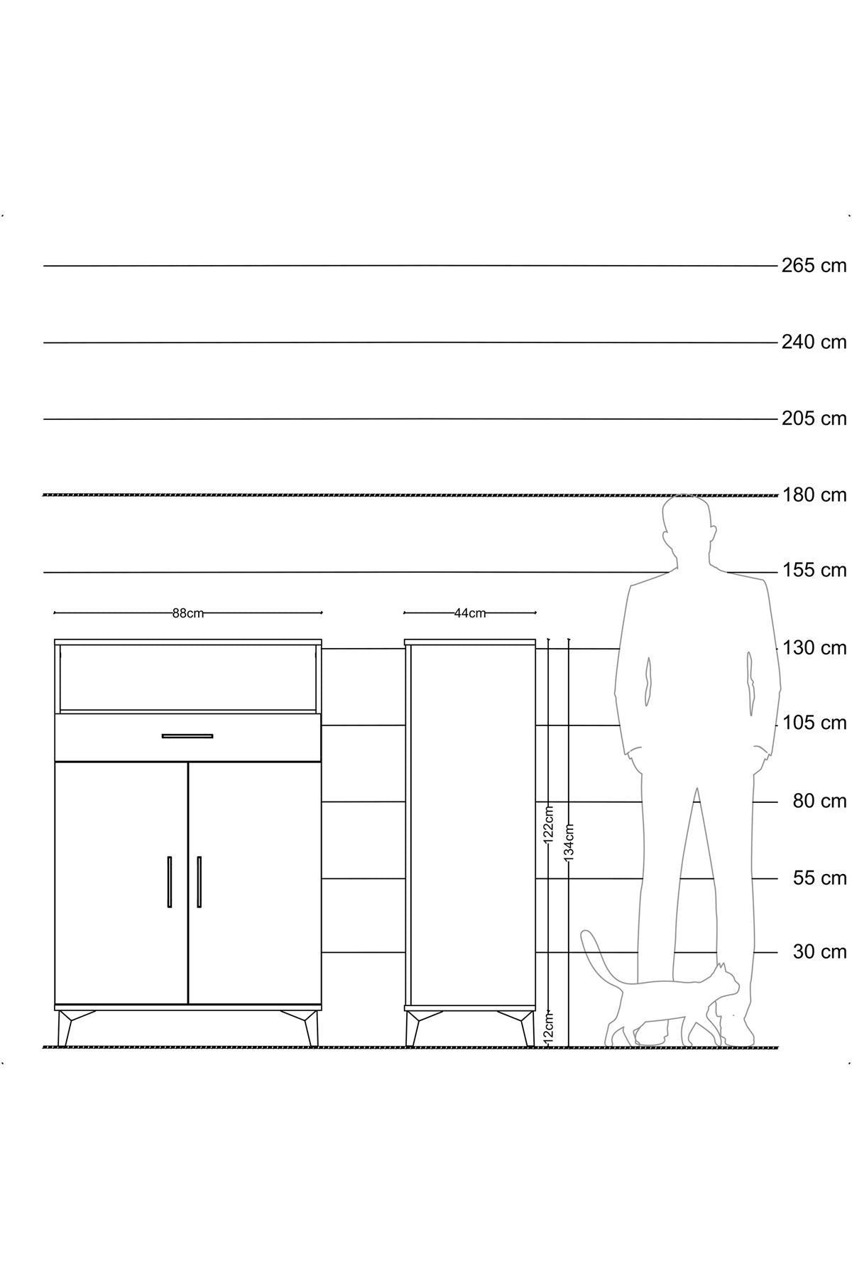Hyperion Dolap 3 Raflı Tek Çekmeceli 2 Kapaklı 88x44x134 Çam-Aytaşı
