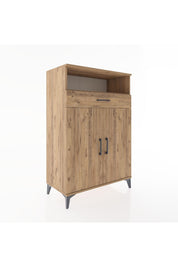 Hyperion Dolap 3 Raflı Tek Çekmeceli 2 Kapaklı 88x44x134 Çam-Çam