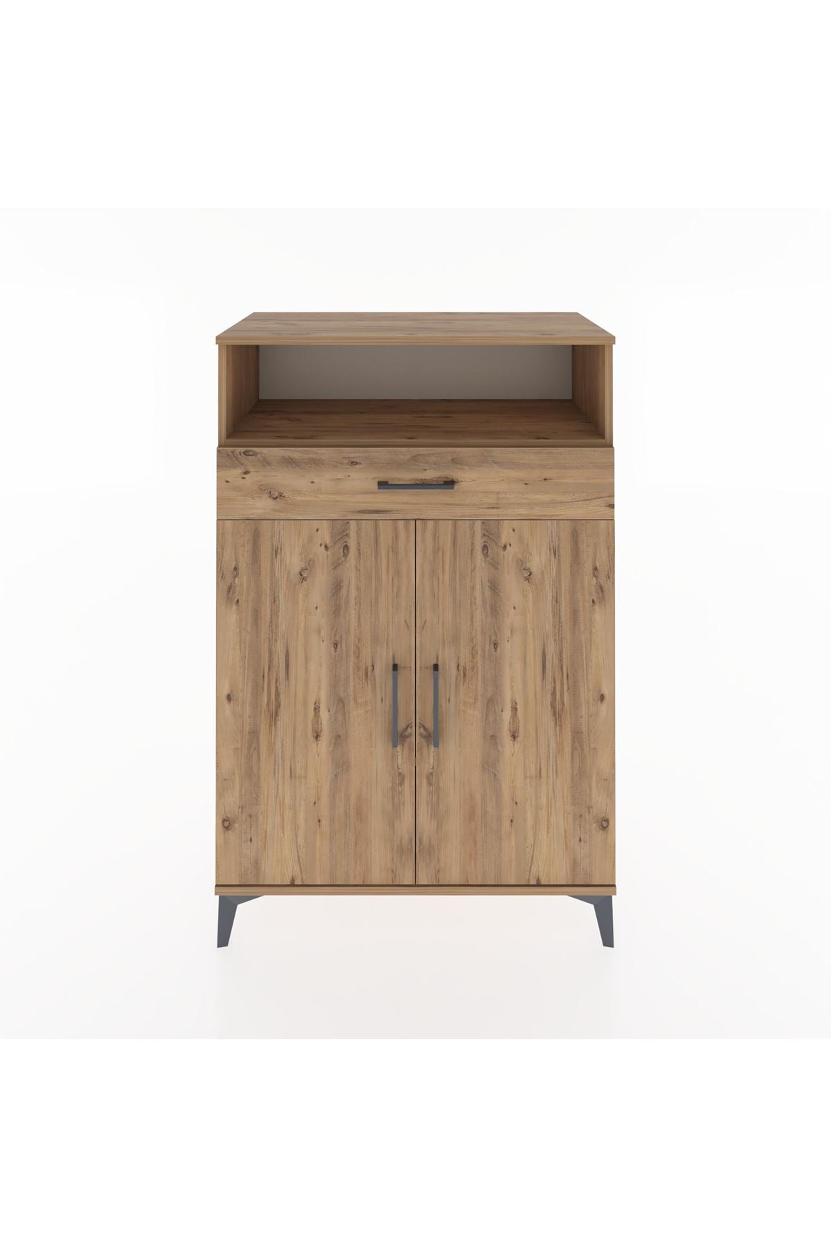 Hyperion Dolap 3 Raflı Tek Çekmeceli 2 Kapaklı 88x44x134 Çam-Çam