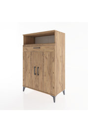 Hyperion Dolap 3 Raflı Tek Çekmeceli 2 Kapaklı 88x44x134 Çam-Çam