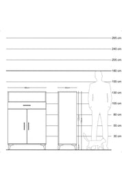 Hyperion Dolap 3 Raflı Tek Çekmeceli 2 Kapaklı 88x44x134 Çam-Çam
