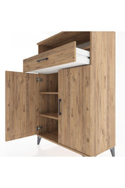 Hyperion Dolap 3 Raflı Tek Çekmeceli 2 Kapaklı 88x44x134 Çam-Çam