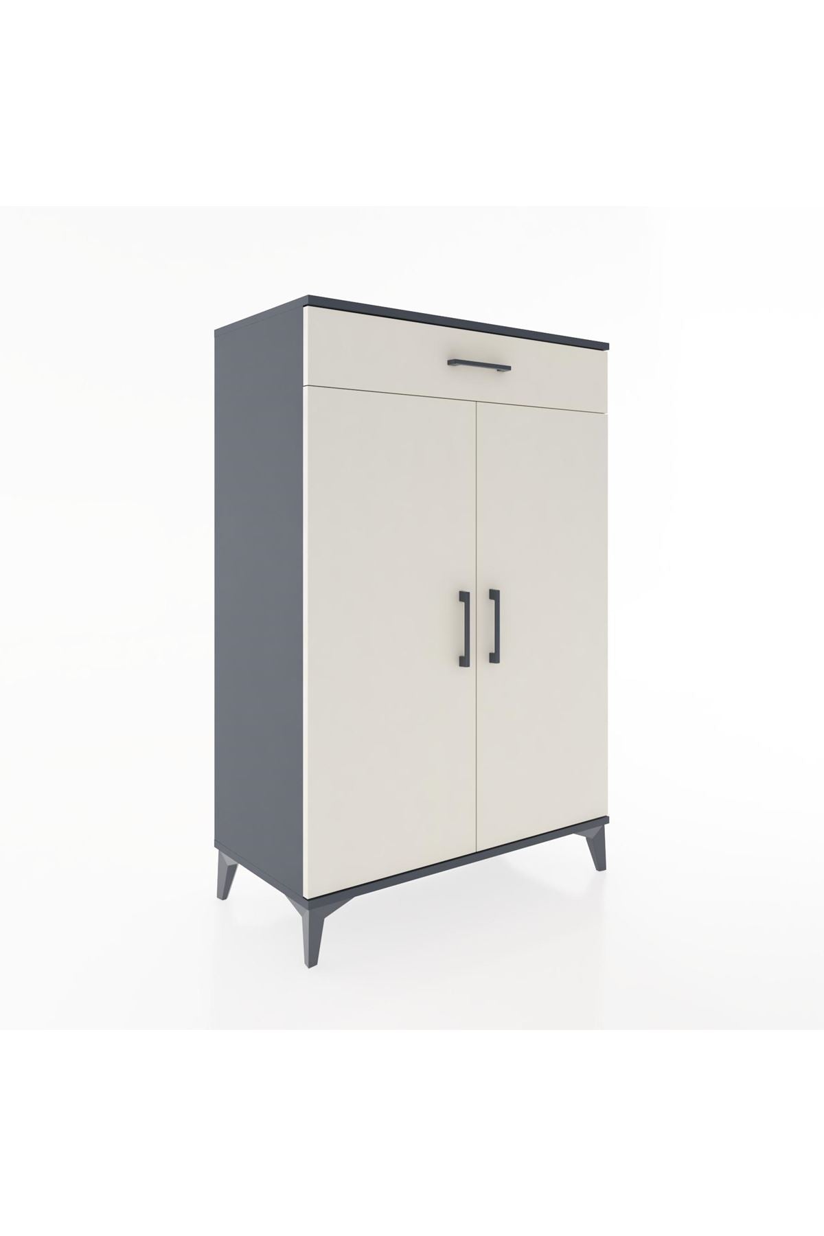 Hyperion Dolap 2 Raflı Tek Çekmeceli 2 Kapaklı 88x44x134 Antrasit-Aytaşı