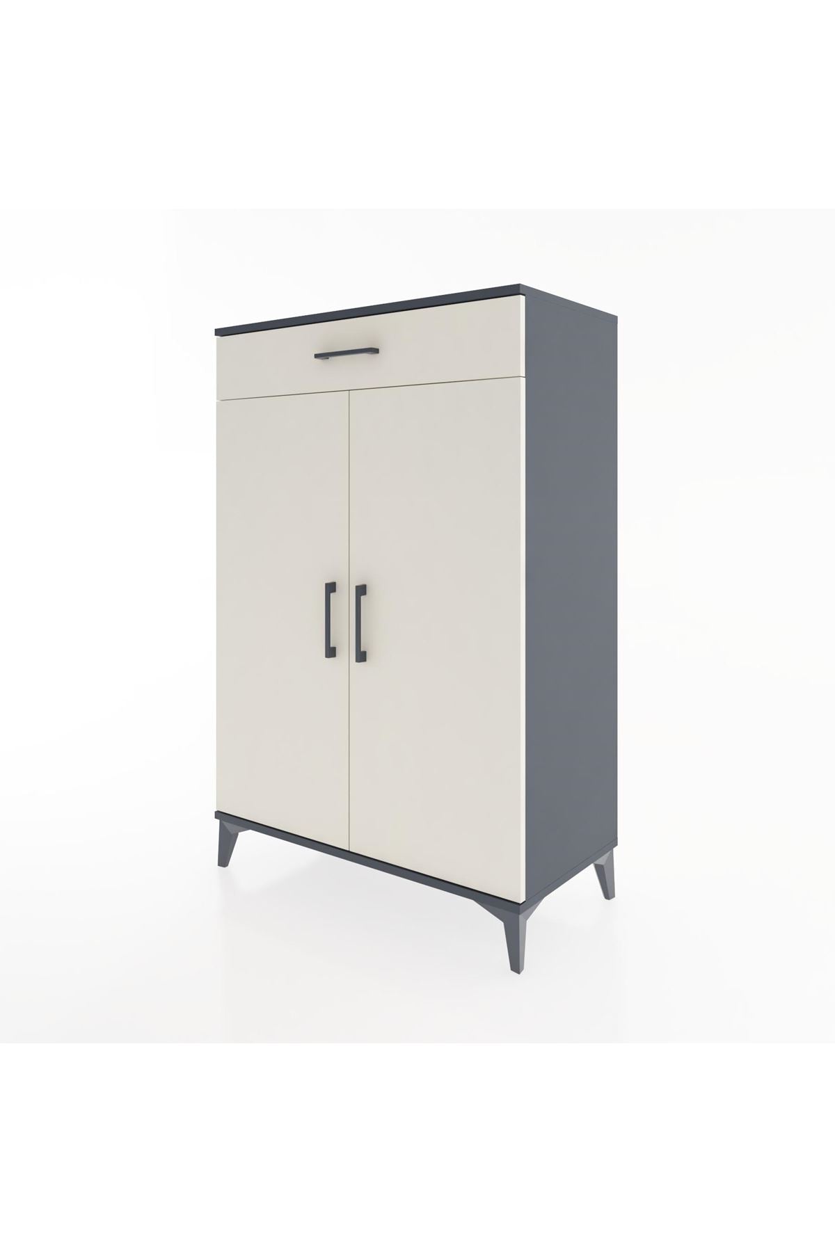 Hyperion Dolap 2 Raflı Tek Çekmeceli 2 Kapaklı 88x44x134 Antrasit-Aytaşı