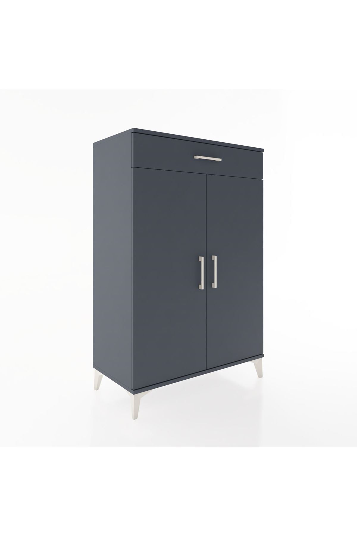 Hyperion Dolap 2 Raflı Tek Çekmeceli 2 Kapaklı 88x44x134 Antrasit-Antrasit