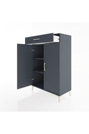 Hyperion Dolap 2 Raflı Tek Çekmeceli 2 Kapaklı 88x44x134 Antrasit-Antrasit