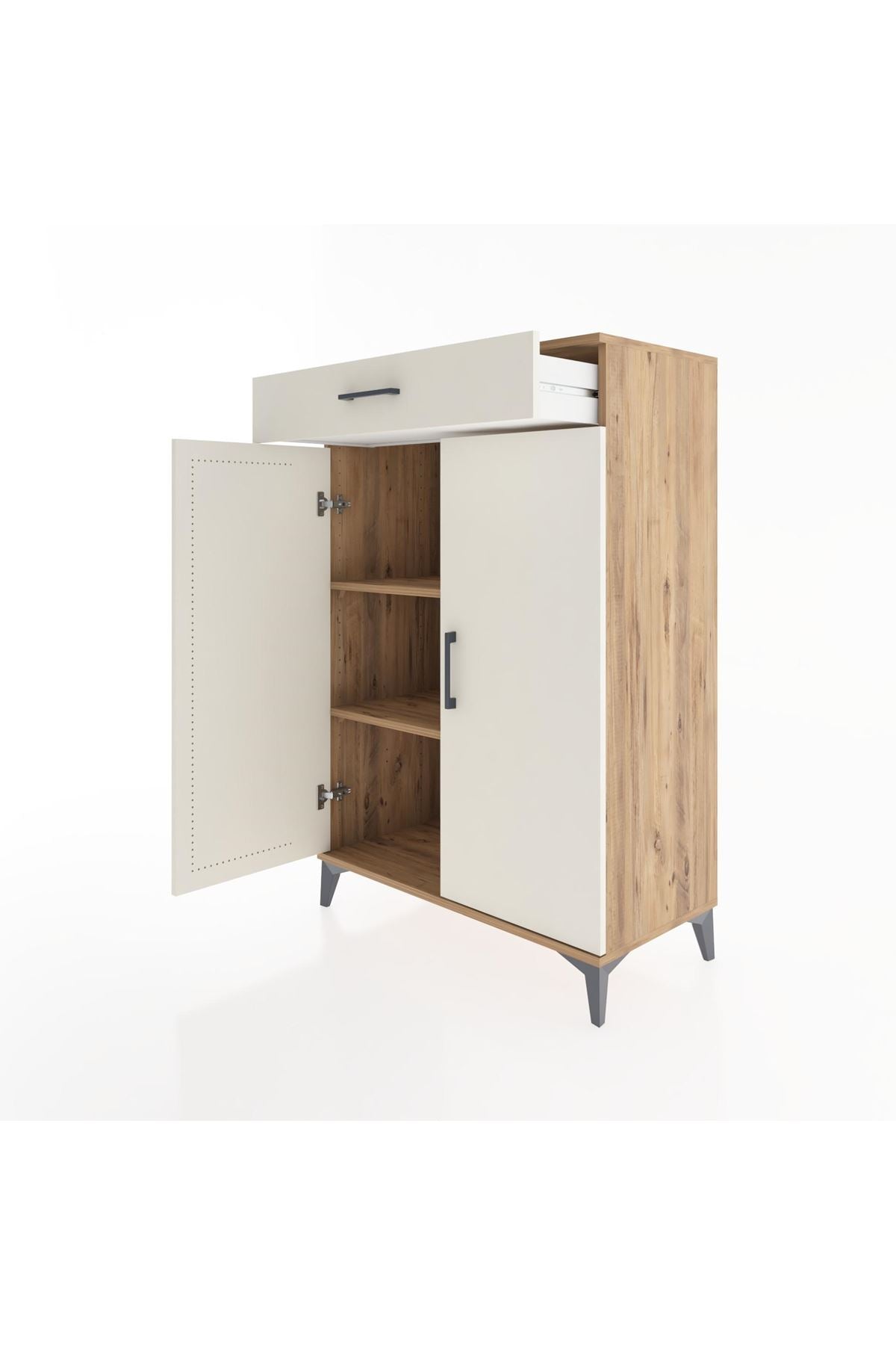 Hyperion Dolap 2 Raflı Tek Çekmeceli 2 Kapaklı 88x44x134 Çam-Aytaşı