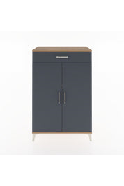 Hyperion Dolap 2 Raflı Tek Çekmeceli 2 Kapaklı 88x44x134 Çam-Antrasit