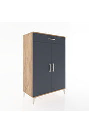 Hyperion Dolap 2 Raflı Tek Çekmeceli 2 Kapaklı 88x44x134 Çam-Antrasit
