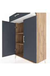 Hyperion Dolap 2 Raflı Tek Çekmeceli 2 Kapaklı 88x44x134 Çam-Antrasit