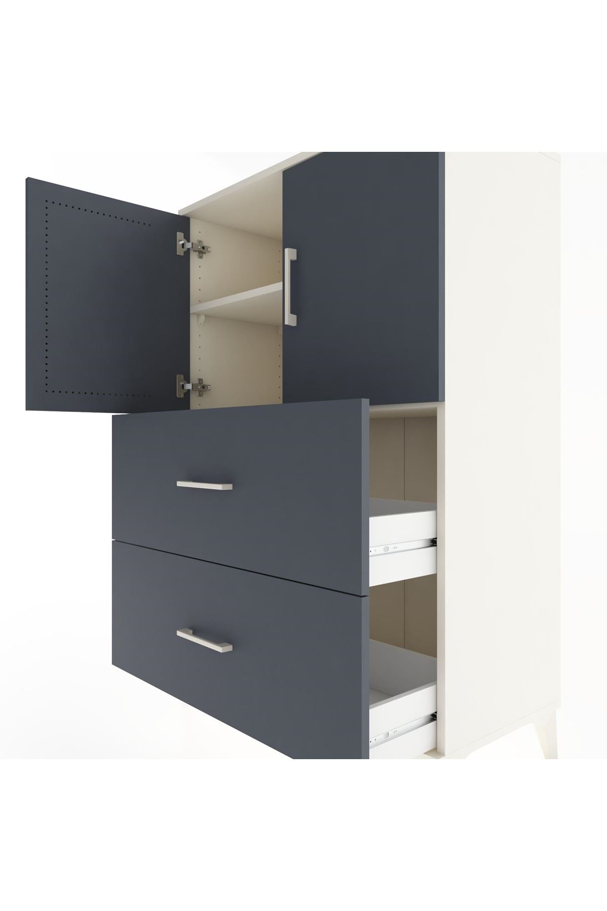 Hyperion Dolap 2 Raflı 2 Çekmeceli 2 Kapaklı 88x44x134 Aytaşı-Antrasit