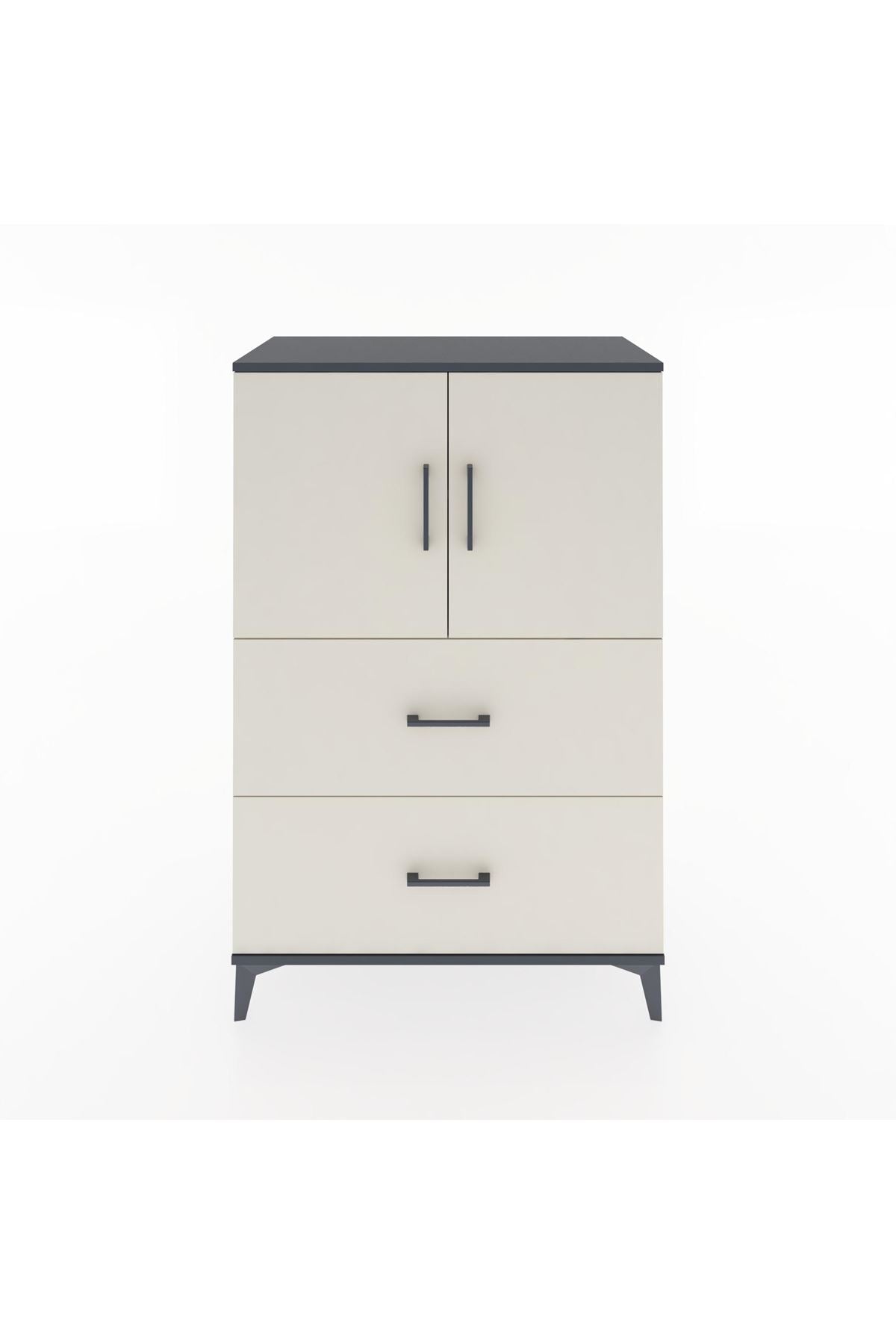 Hyperion Dolap 2 Raflı 2 Çekmeceli 2 Kapaklı 88x44x134 Antrasit-Aytaşı