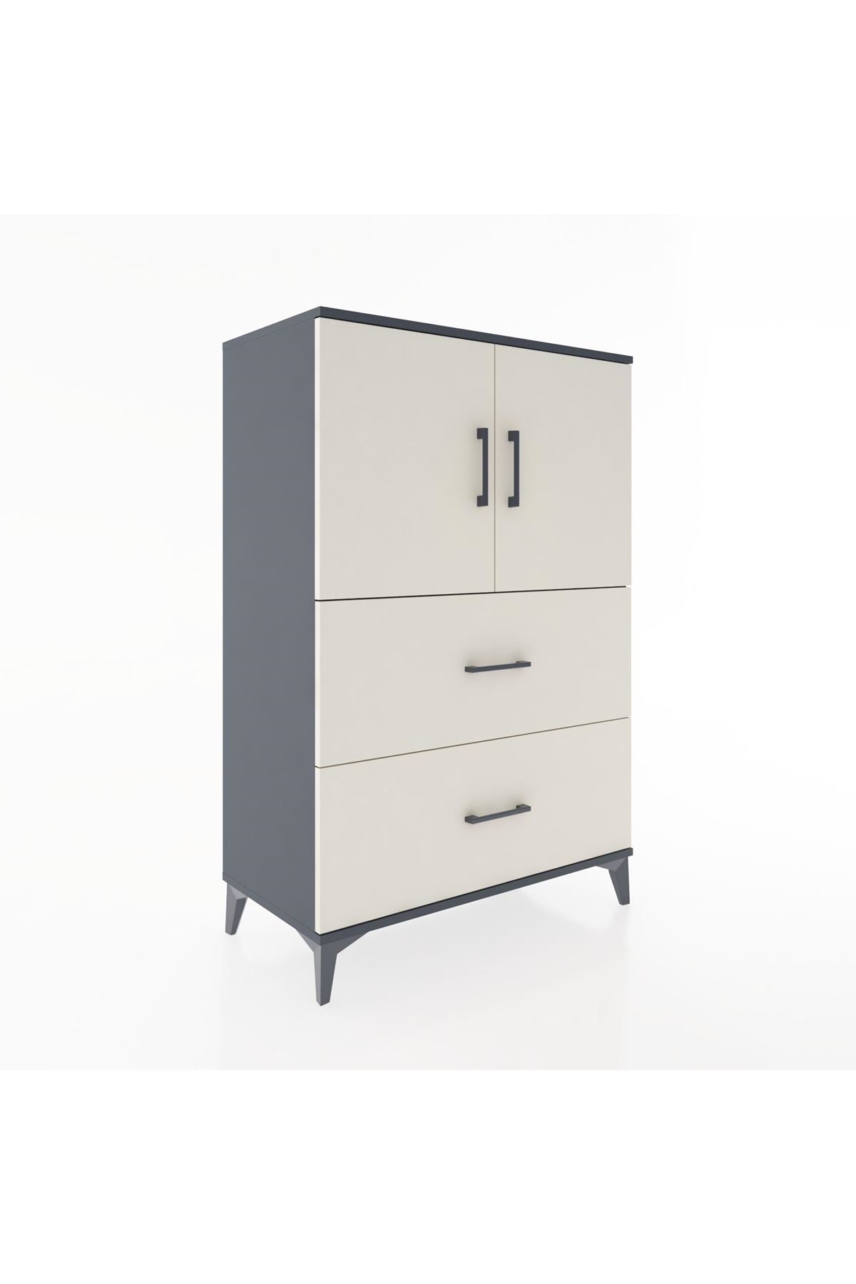 Hyperion Dolap 2 Raflı 2 Çekmeceli 2 Kapaklı 88x44x134 Antrasit-Aytaşı