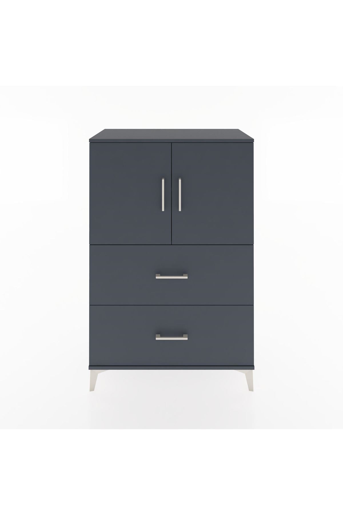 Hyperion Dolap 2 Raflı 2 Çekmeceli 2 Kapaklı 88x44x134 Antrasit-Antrasit