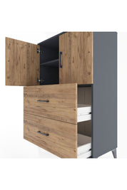Hyperion Dolap 2 Raflı 2 Çekmeceli 2 Kapaklı 88x44x134 Antrasit-Çam
