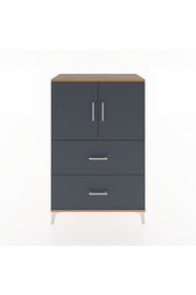 Hyperion Dolap 2 Raflı 2 Çekmeceli 2 Kapaklı 88x44x134 Çam-Antrasit