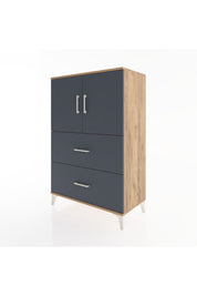 Hyperion Dolap 2 Raflı 2 Çekmeceli 2 Kapaklı 88x44x134 Çam-Antrasit